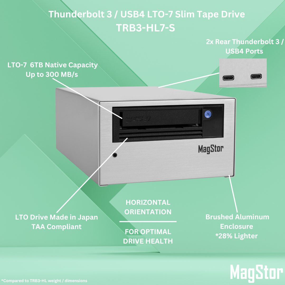 MagStor LTO-7 6TB Thunderbolt 3 / USB4 Slim Desktop Tape Drive Certified Refurbished 1YR Warranty 4
