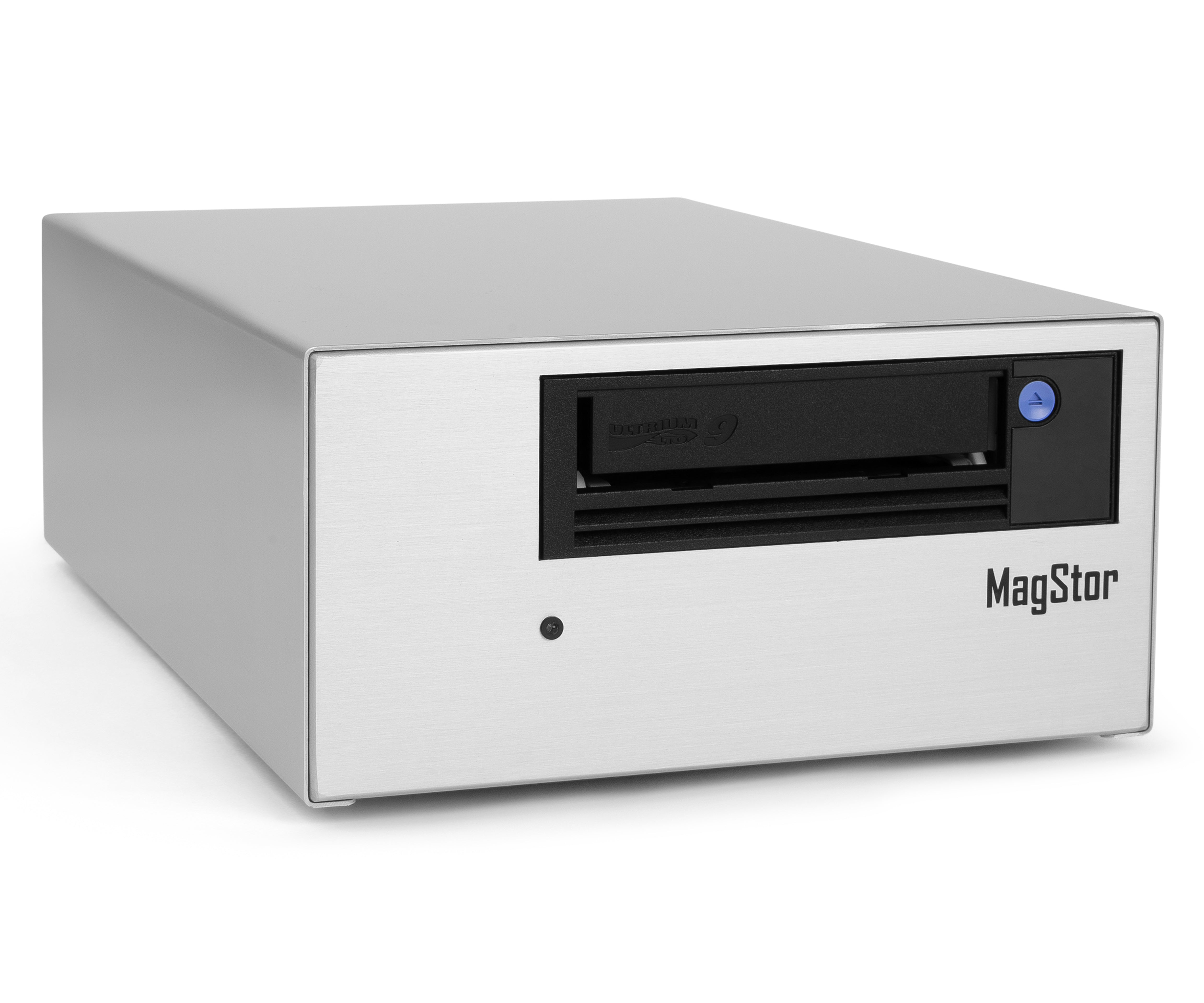 MagStor TRB5-HL9-AIR LTO-9 Thunderbolt USB4 desktop tape drive angled front view
