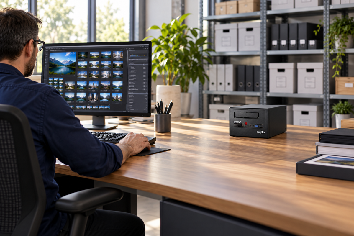 MagStor FC-L9-MAX in a professional archive workspace.