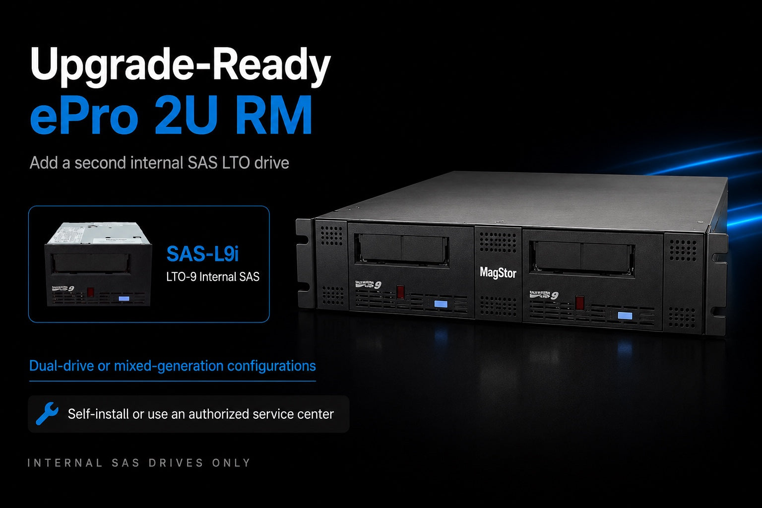MagStor ePro 2U rackmount upgrade-ready SAS-L9i internal SAS drive option