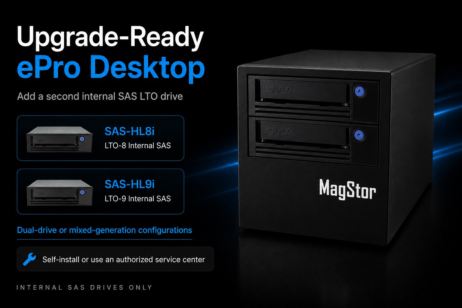 MagStor ePro upgrade-ready desktop with internal SAS drive options