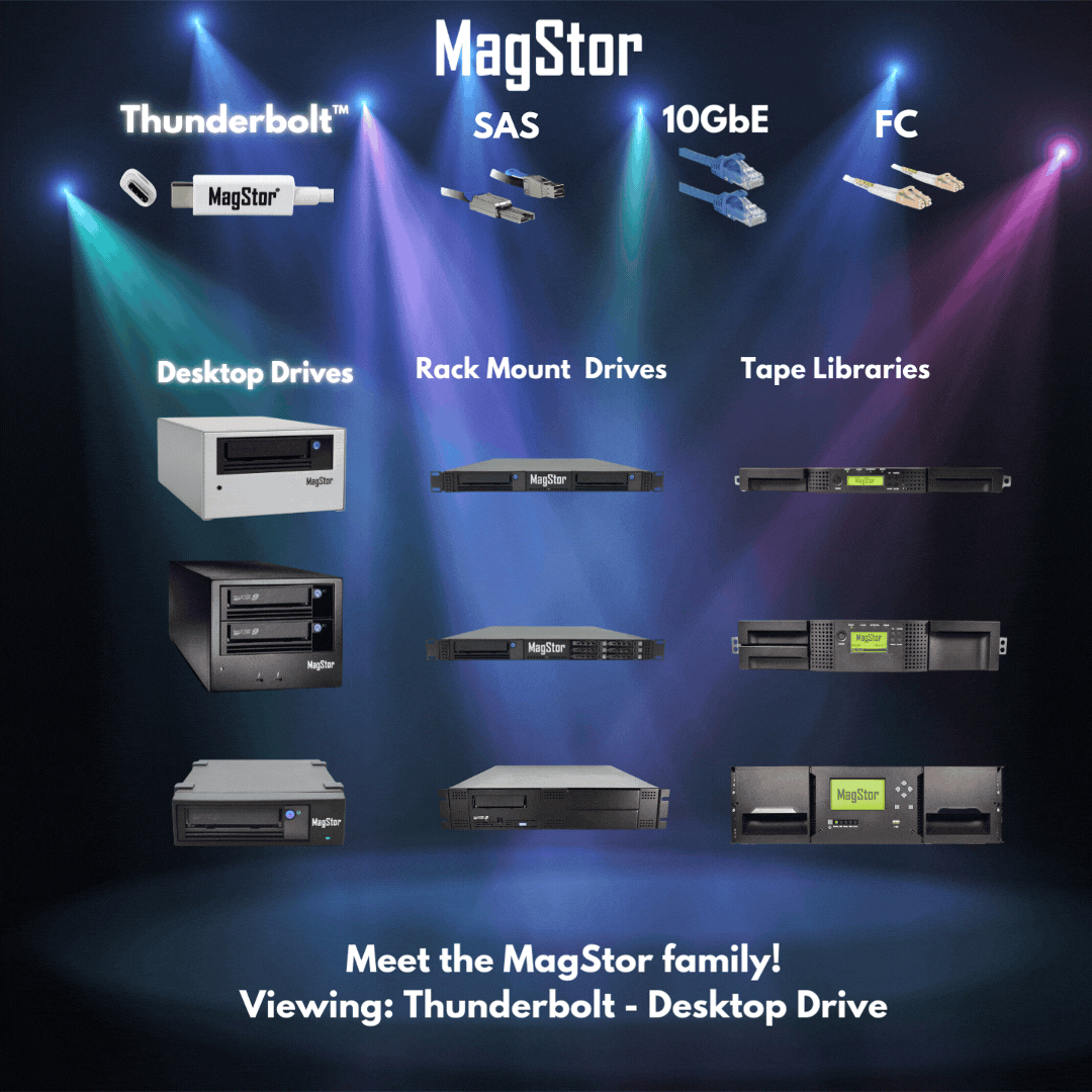 MagStor LTO-9 18TB Thunderbolt 3 / USB4 Slim Desktop Tape Drive TAA 9